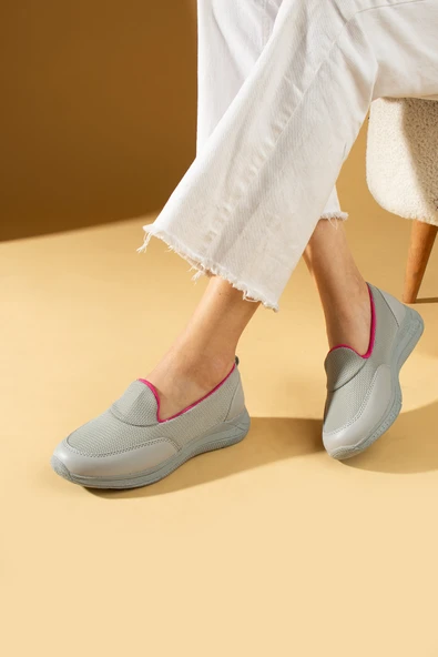Pembe Potin Rahat Hafif Taban Fileli Kadın Sneaker 011-221-24 - Resim 9