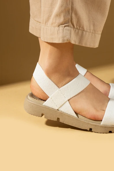 Pembe Potin Rahat Taban Lastik Bantlı Kadın Sandalet 020-740-25 - Resim 9