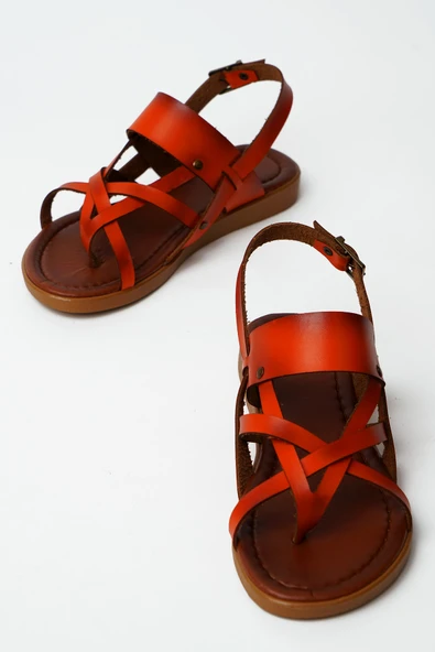 Pembe Potin Rahat Kalıp Çapraz Bantlı Parmak Arası Kadın Sandalet 51-820-23 - Resim 12