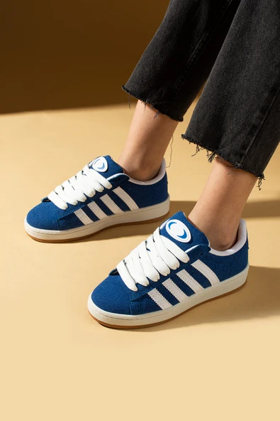Pembe Potin Kalın Bağcıklı Şerit Detaylı Rahat Taban Kadın Sneakers 001-3458-25Beyaz - 3