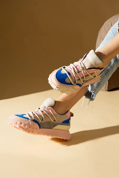 Yeni Sezon Kalın Taban Bağcıklı Moda Kadın Sneakers 36-144-23 - Resim 12