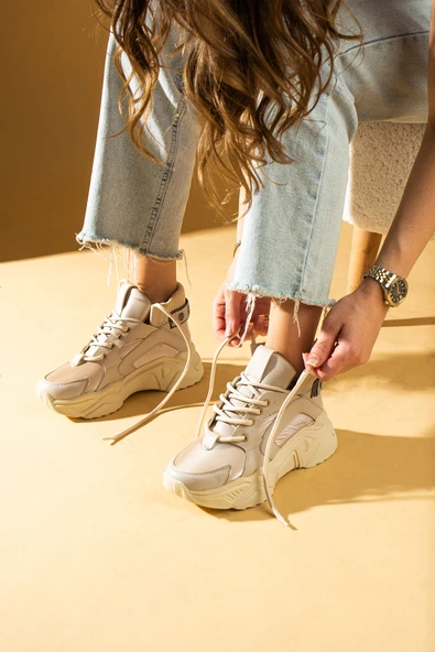 Pembe Potin Bağcıklı Sıcak Astar Kalın Taban Spor Kadın Bot & Bootie 36-201-23Ygart - Resim 3