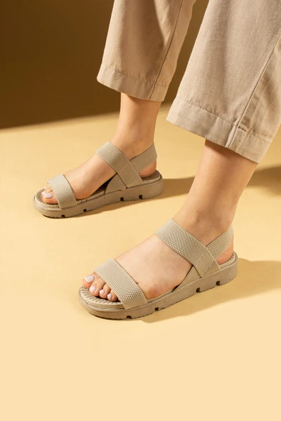 Pembe Potin Rahat Taban Lastik Bantlı Kadın Sandalet 020-740-25 - Resim 2