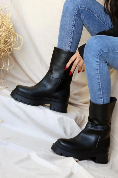 Pembe Potin Kaymaz Kalın Taban Kadın Bot&Bootie 38-7030-21 - 5