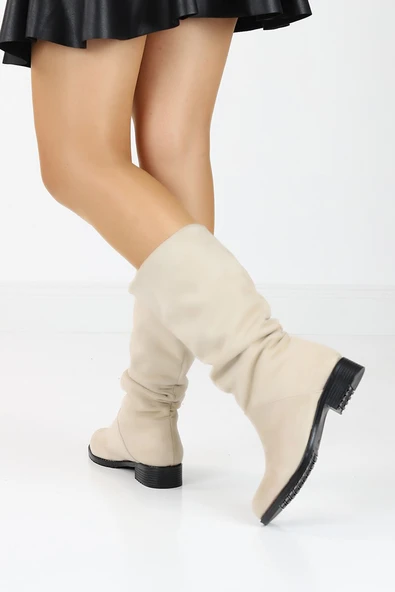 Pembe Potin Rahat Taban Kadın Bot A112-20Vizon Nubuk ürün görseli