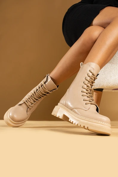 Pembe Potin Rahat Kalıp Kaymaz Taban Sıcak Astar Fermuarlı Kadın Postal Bot B01-5570-23 - Resim 3