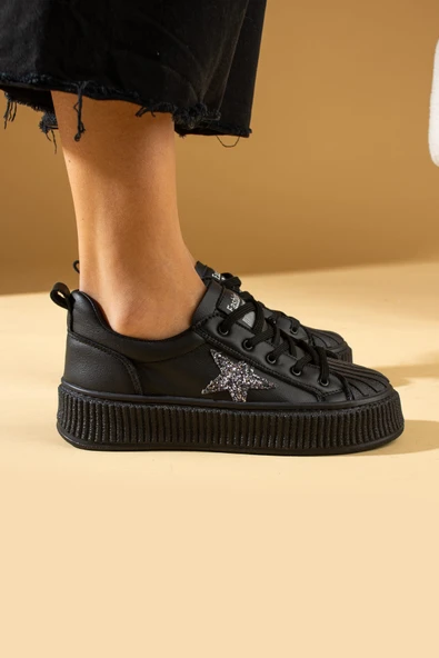 Pembe Potin Poli Anatomik Taban Yıldız Detay Bağcıklı Kadın Sneaker 59-650-24 - 7
