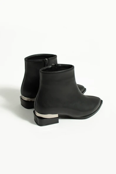 Pembe Potin Kalın Topuklu Gold Detay Fermuarlı Kadın Bot 58-674-23 - Resim 10