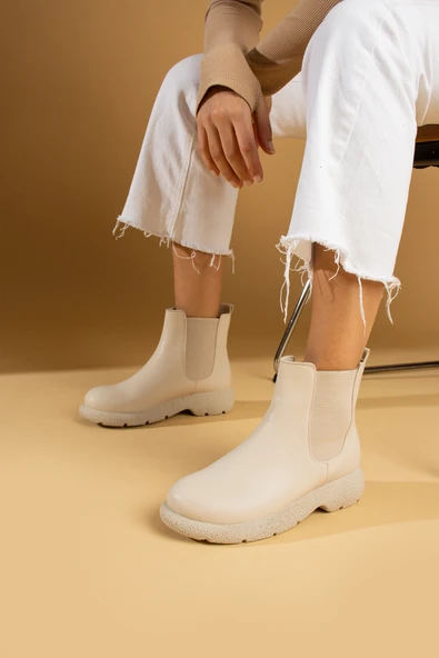 Pembe Potin Termo Taban Sıcak Astar Lastikli Kadın Bot 60-1013-23Cilt - Resim 3