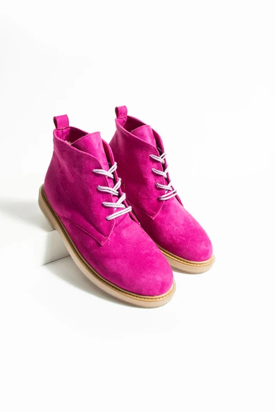 Pembe Potin Kauçuk Taban Lastikli Sıcak Astar Haşpapi Kadın Bot 024-963-23Süet - Resim 8