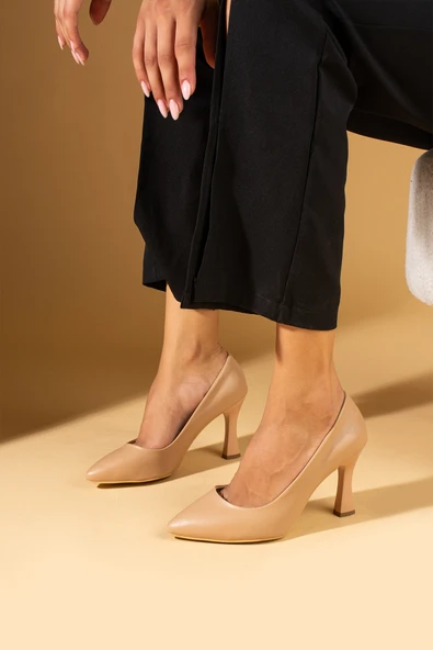 Pembe Potin Kadeh Topuk Kadın Şık Klasik Topuk 001-2921-22Cilt - Resim 4