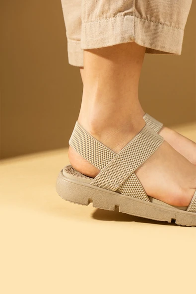 Pembe Potin Rahat Taban Lastik Bantlı Kadın Sandalet 020-740-25 - Resim 6