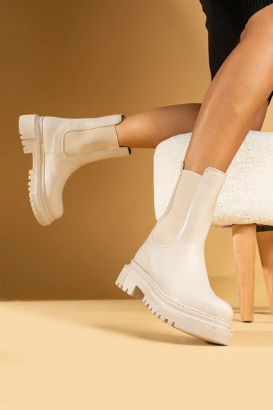 Pembe Potin Rahat Kalıp Kaymaz Taban Sıcak Astar Lastikli Kadın Bot B01-5580-23 - Resim 4