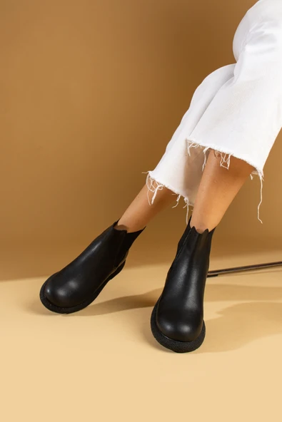 Pembe Potin Termo Taban Sıcak Astar Lastikli Kadın Bot 60-1013-23Cilt - Resim 4