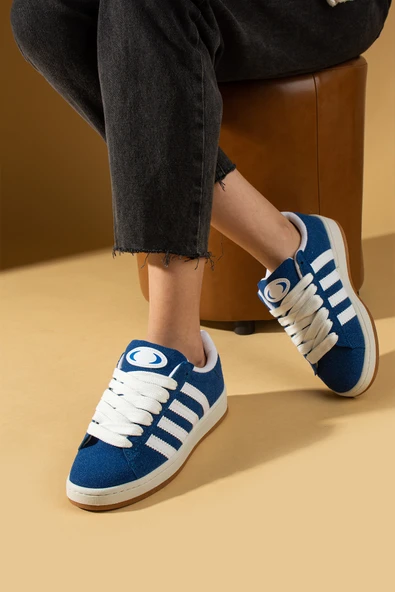 Pembe Potin Kalın Bağcıklı Şerit Detaylı Rahat Taban Kadın Sneakers 001-3458-25Beyaz - 8