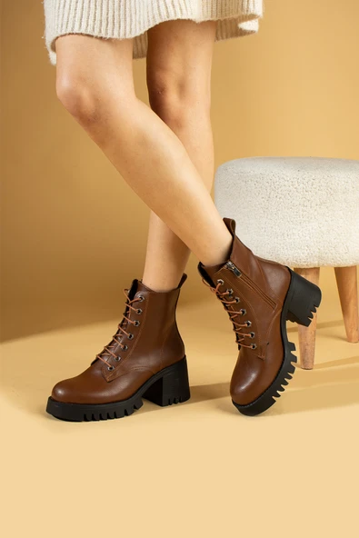 Pembe Potin Kaymaz Kalın Taban Sıcak Astar Fermuarlı Kadın Bot 012-970-23 - Resim 6