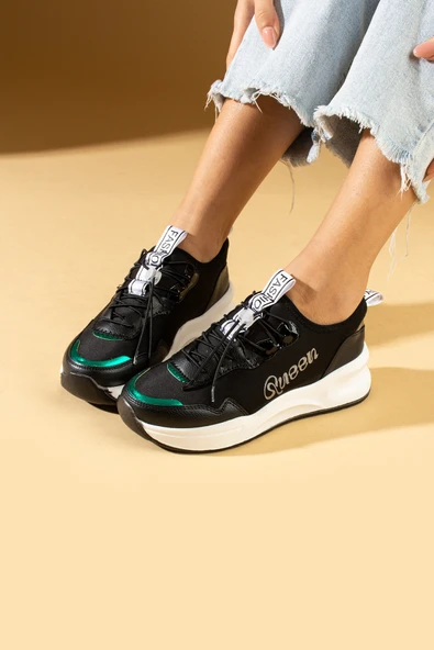 Pembe Potin Kalın Poli Taban Bağcıklı Kadın Rahat Sneaker 36-140-24Queen - 6