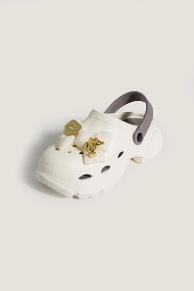 Pembe Potin Yüksek Taban Kurdela Detaylı Eva Comfort Kadın Sandalet DNZ223-24BejVizon - Resim 5