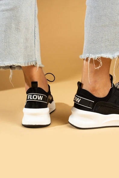Pembe Potin Yüksek Taban Lastik Bağcıklı Fileli Kadın Sneaker 36-728-24 - 3