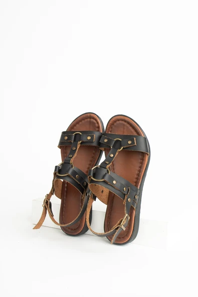 Pembe Potin Rahat Taban Özel Tasarım Kadın Sandalet 51-831-23 - Resim 12