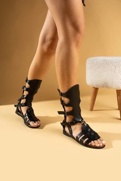 Pembe Potin 4 Tokalı Önü Açık Fermuarlı Rahat Kalıp Gladyo Kadın Sandalet 51-0403-24 - Resim 6