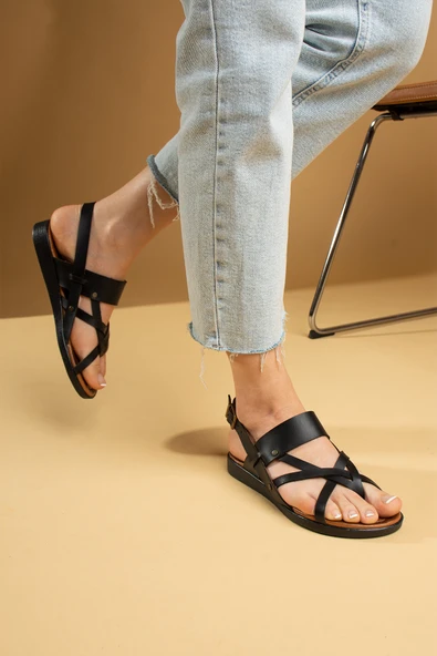 Pembe Potin Rahat Kalıp Çapraz Bantlı Parmak Arası Kadın Sandalet 51-820-23 - Resim 2