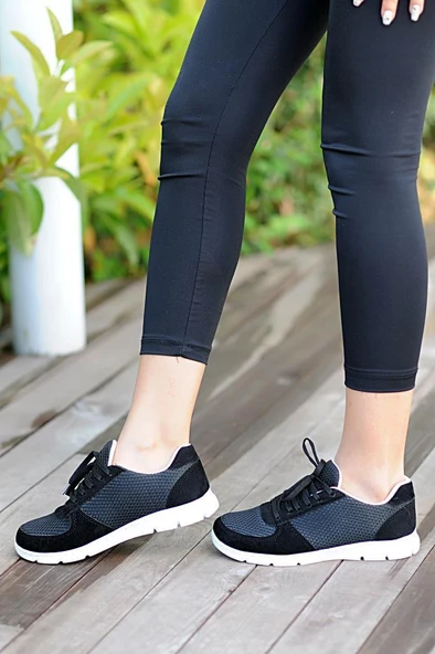 Pembe Potin Fileli Bağcıklı Comfort Taban Kadın Sneaker A1971-20 - 2