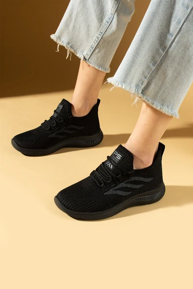 Pembe Potin Esnek Taban Bağcıklı Rahat Kalıp Kadın Sneaker 001-22-25 - 3