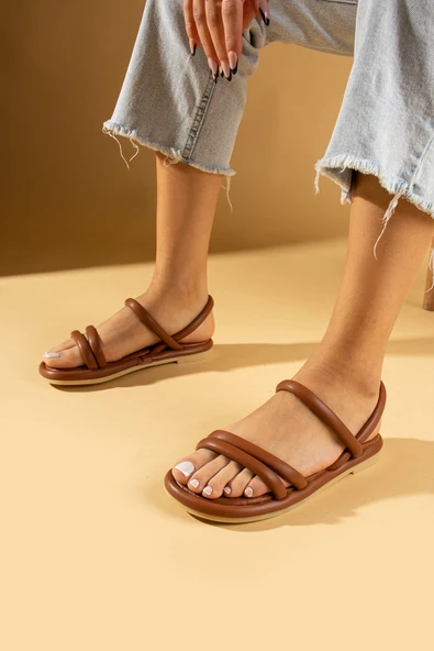 Pembe Potin Çift Bant Rahat Taban Kadın Sandalet 007-75-23 - Resim 11