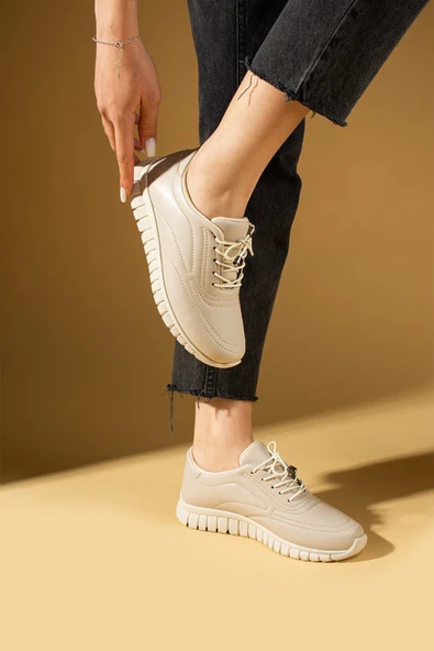 Pembe Potin Bağcıklı Rahat Taban Kadın Sneaker 59-685-25 - 8
