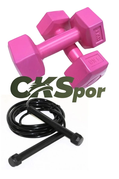 CKSpor Süper Set 1x2 Siyah Dambıl ve Atlama İpi - 2
