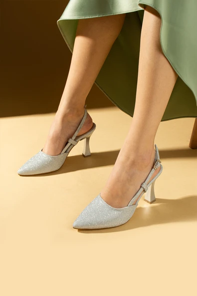 Pembe Potin Kadeh Topuklu Arkası Açık Kadın Ayakkabı 018-34-25Sim - Resim 3