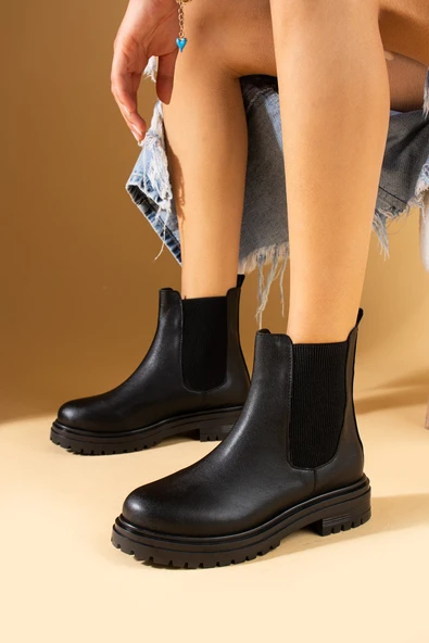 Pembe Potin Yüksek Taban Çift Lastik Detay Kadın Bot 57-111-24Cilt ürün görseli