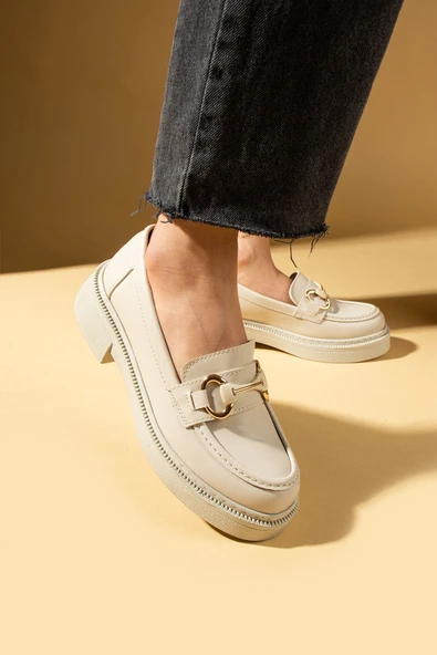 Pembe Potin Yüksek Taban Toka Detaylı Kadın Loafer 43-1803-25Cilt - 3