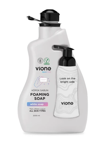 vione Köpük Sabun 2 lt Beyaz Sabunlu (Köpük Yapıcı Sabunluk Hediyeli)