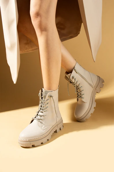 Pembe Potin Yanı Lastikli Kalın Taban Kadın Bot 57-300-24 - Resim 5