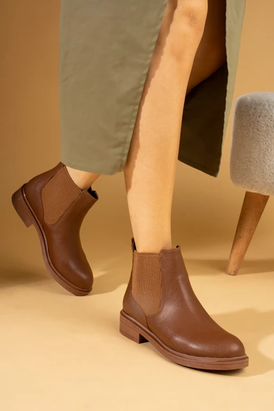 Pembe Potin Yanı Lastikli Sıcak Astar Bilekte Kadın Bot 57-109-24 - Resim 10