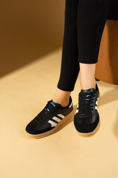 Pembe Potin Şerit Detaylı Kaymaz Taban Bağcıklı Kadın Sneakers 001-030-24Çt - 6