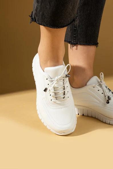 Pembe Potin Bağcıklı Rahat Taban Kadın Sneaker 59-685-25 - 4