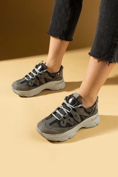 Pembe Potin Bağcıklı Rahat Taban Kadın Sneakers 36-873-25 - 6