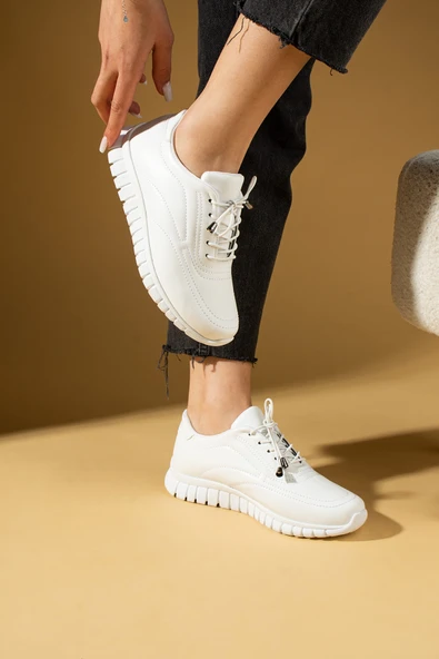 Pembe Potin Bağcıklı Rahat Taban Kadın Sneaker 59-685-25 - 7