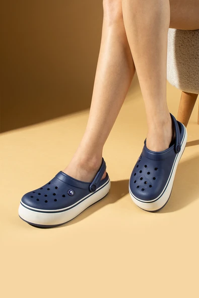 Pembe Potin Beyaz Şeritli Yüksek Taban Comfort Eva Kadın Sandalet 011-812-25 - Resim 8