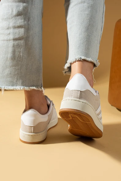 Pembe Potin Kalın Bağcıklı Şerit Detaylı Rahat Taban Kadın Sneakers 001-3458-25 - 6