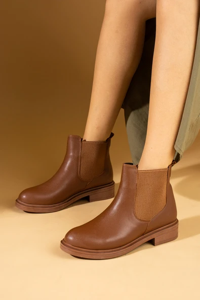 Pembe Potin Yanı Lastikli Sıcak Astar Bilekte Kadın Bot 57-109-24 - Resim 2