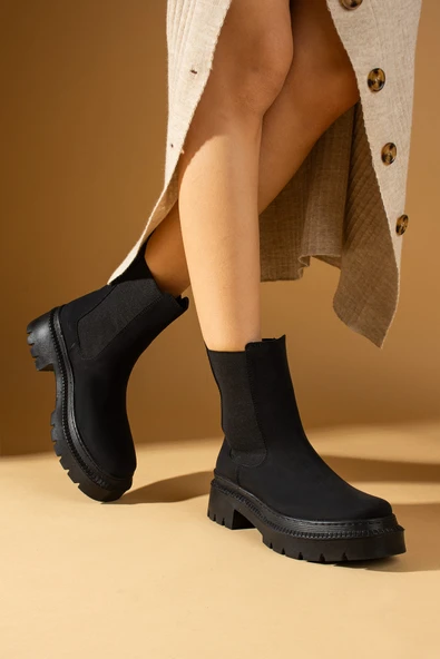 Pembe Potin Kalın Taban Lastikli Sıcak Astar Kadın Bot 71-8030-24Mat - Resim 3