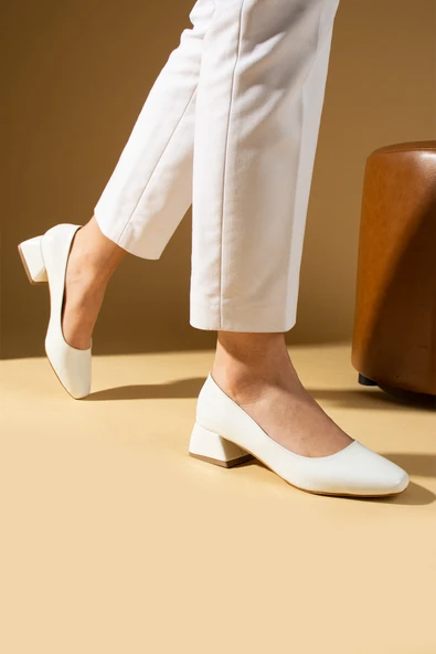 Pembe Potin Rahat Kalıp Comfort Taban Kadın Topuklu Ayakkabı 009-2230-24Rugan - Resim 7