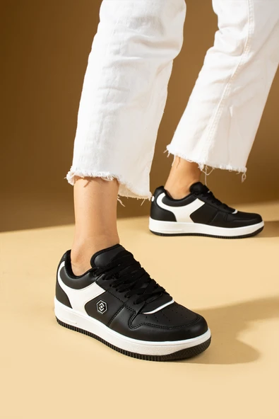 Pembe Potin Bağcıklı Ortopedik Kaymaz Kırılmaz Taban Konforlu Kadın Sneakers 001-2100-Sbeyaz - 1