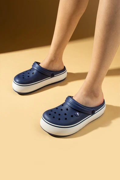 Pembe Potin Beyaz Şeritli Yüksek Taban Comfort Eva Kadın Sandalet 011-812-25 - Resim 3