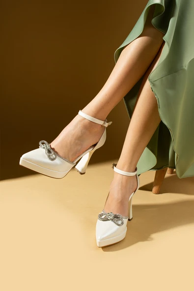 Pembe Potin Kalın Parlak Taş Detaylı Tokalı Platform Topuklu Kadın Ayakkabı 018-60-24Cilt - Resim 3