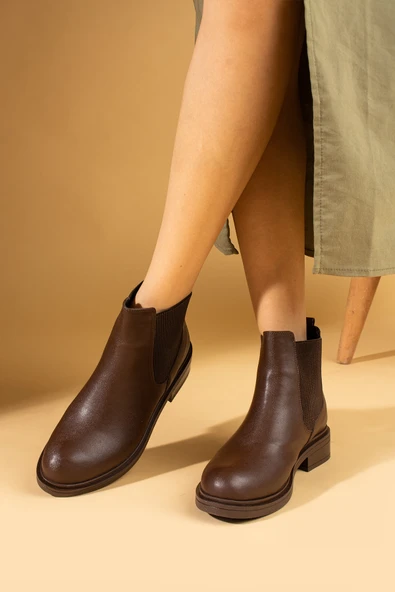 Pembe Potin Yanı Lastikli Sıcak Astar Bilekte Kadın Bot 57-109-24 - Resim 12